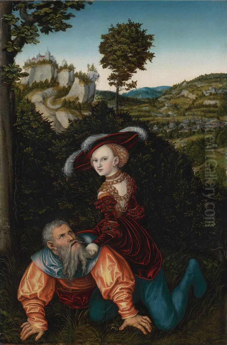 Phyllis And Aristotle Oil Painting by Lucas Cranach the Elder