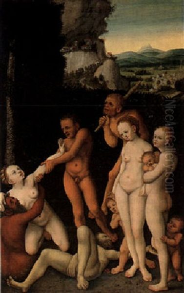 Vice And Virtue Oil Painting by Lucas Cranach the Elder
