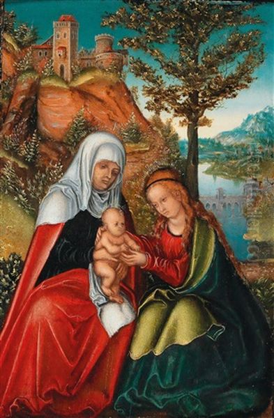 The Virgin And Child With Saint Anne Oil Painting by Lucas The Younger Cranach