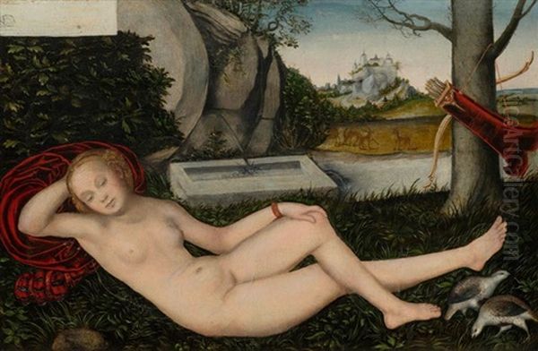 Schlafende Diana Oil Painting by Lucas The Younger Cranach