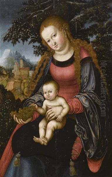 Madonna Mit Kind In Einer Landschaft Oil Painting by Lucas The Younger Cranach