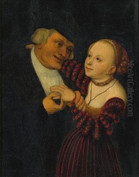 The Ill-matched Lovers Oil Painting by Lucas The Younger Cranach