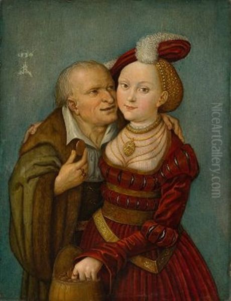 Ungleiches Liebespaar Oil Painting by Lucas The Younger Cranach