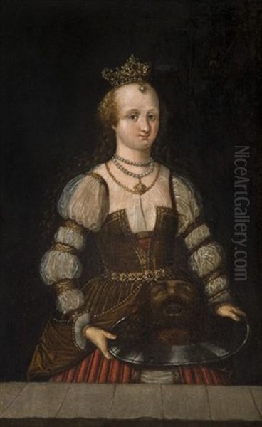 Salome Tenant La Tete De Saint Jean-baptiste Oil Painting by Lucas The Younger Cranach