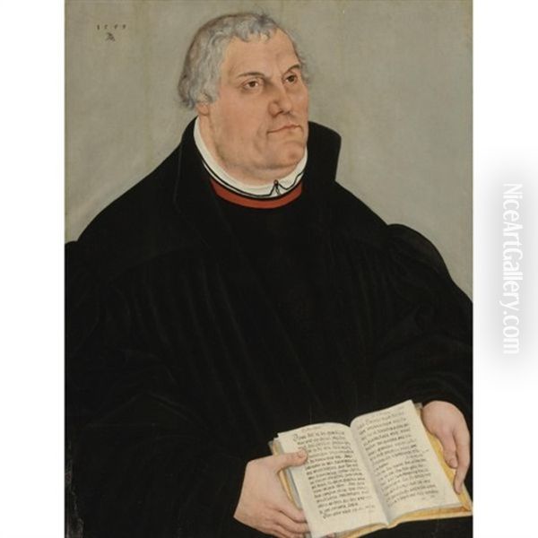 Portrait Of Martin Luther Oil Painting by Lucas The Younger Cranach