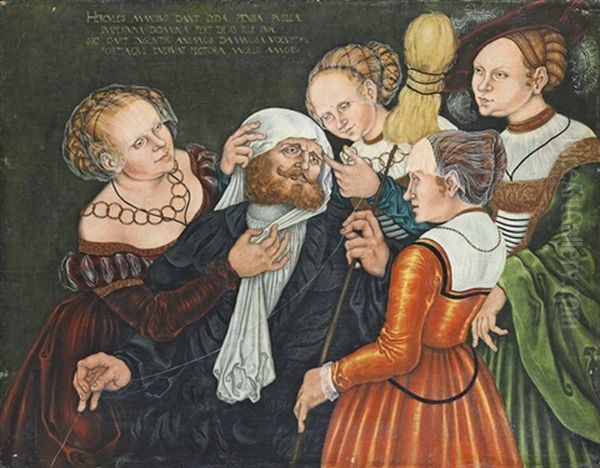 Hercules And Omphale Oil Painting by Lucas The Younger Cranach