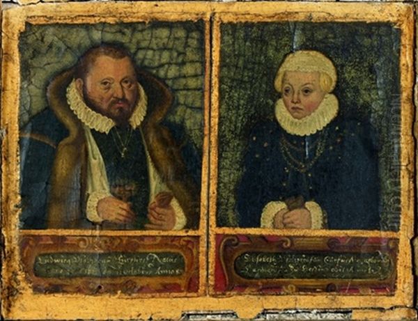 Double Portrait : Ludwig Vi, 1539 - 1583 Et Elisabeth Von Essen, Son Epouse, 1539 - 1582 Oil Painting by Lucas The Younger Cranach