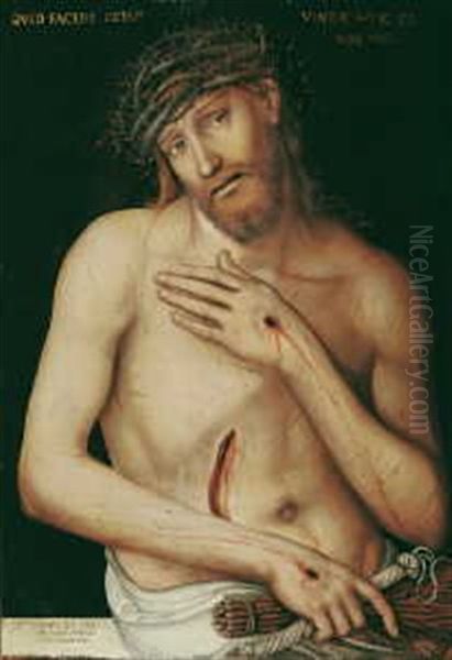 Christus Als Schmerzensmann Oil Painting by Lucas The Younger Cranach