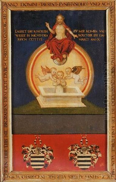A Heraldic Posthumous Memorial To Georg Von Miltitz With Christ The Redeemer Oil Painting by Lucas The Younger Cranach