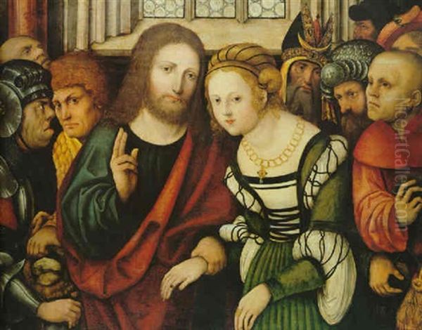 Le Christ Et La Femme Adultere Oil Painting by Lucas The Younger Cranach