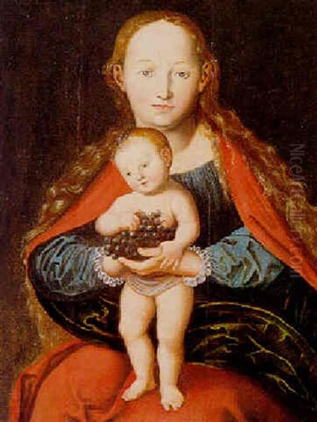 Sitzende Madonna Mit Jesuskind Oil Painting by Lucas The Younger Cranach