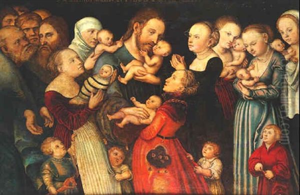 Faites Venir A Moi Les Petits Enfants Oil Painting by Lucas The Younger Cranach
