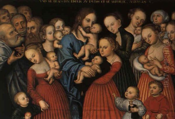 Lasset Die Kindlein Zu Mir Kommen Oil Painting by Lucas The Younger Cranach