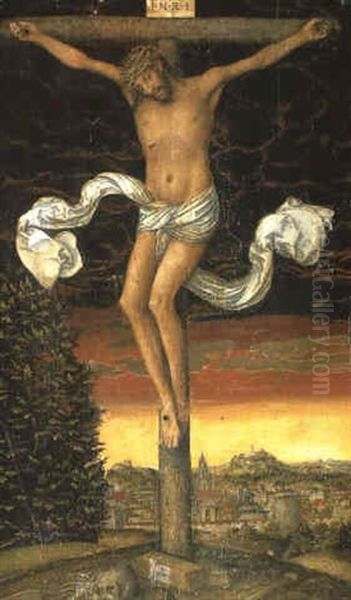 Christ On The Cross Oil Painting by Lucas The Younger Cranach