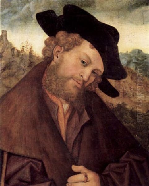 A Portrait Of A Bearded Gentleman, Bust Length Oil Painting by Lucas The Younger Cranach
