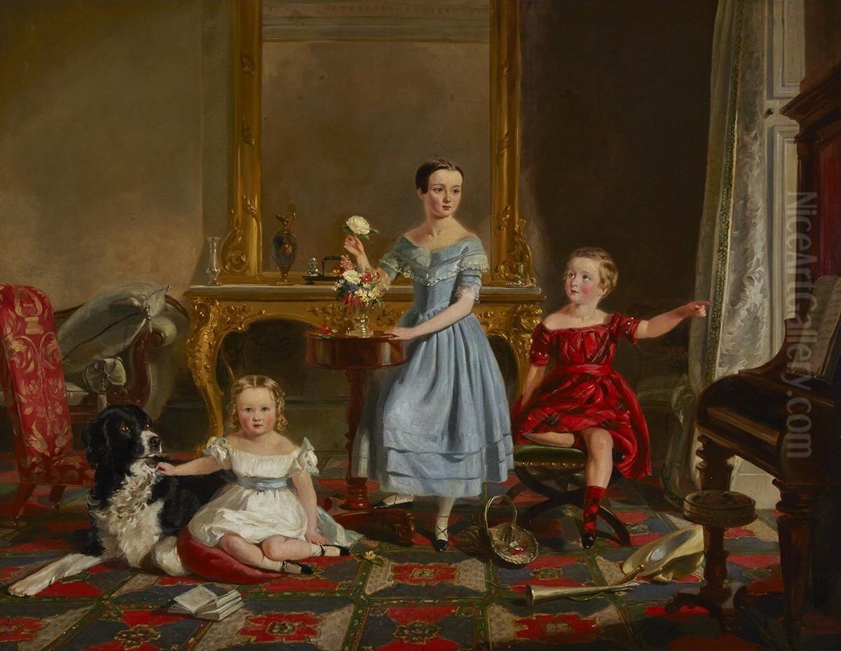 The Grandchildren Of The Duke Of Wellington Oil Painting by Thomas Crane