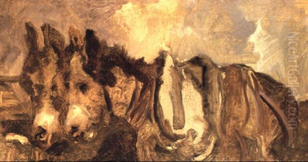 Two Donkeys On The Sands, Tangiers Oil Painting by Joseph Crawhall