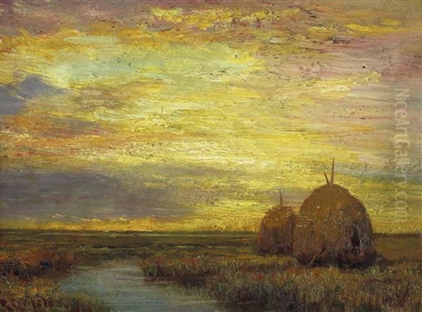 Prarie Mit Indianischen Tipis Oil Painting by Richard Creifelds