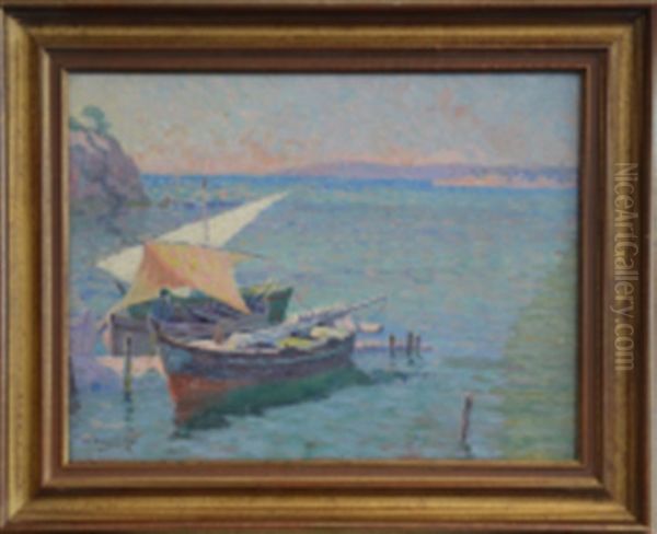 Barque Sur La Corniche Oil Painting by Edouard Cremieux