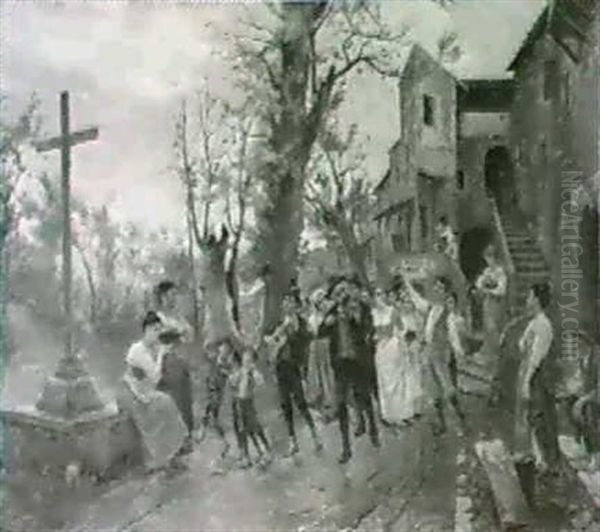 Festa Paesana Oil Painting by Ludovico Cremonini