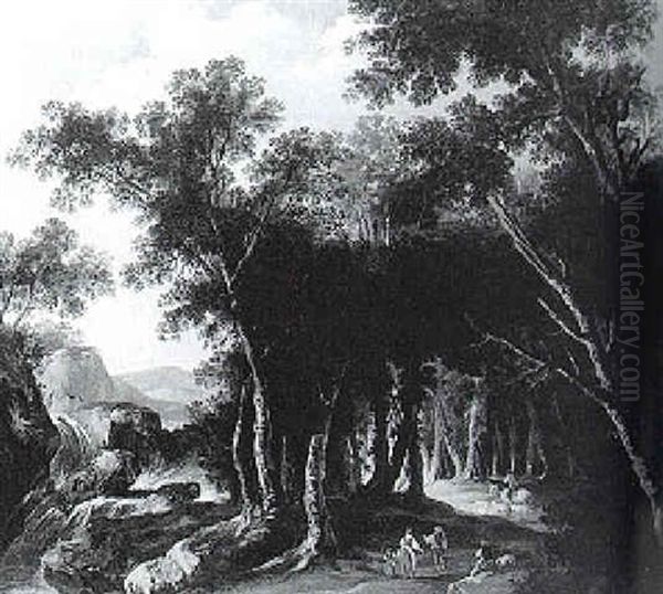 Landscape With A Family Of Shepherds Oil Painting by Louis-Philippe Crepin