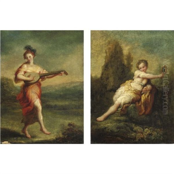 Figure Allegoriche (pair) Oil Painting by Giuseppe Maria Crespi