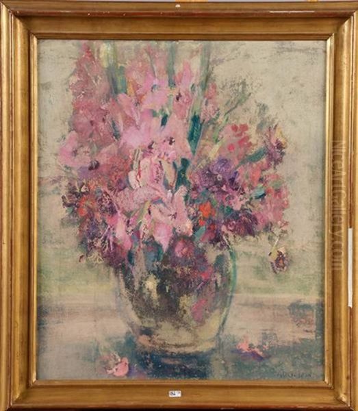 Vase De Fleurs Oil Painting by Adolphe Crespin