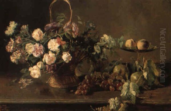 Stilleven Met Bloemen Oil Painting by Adolphe Crespin