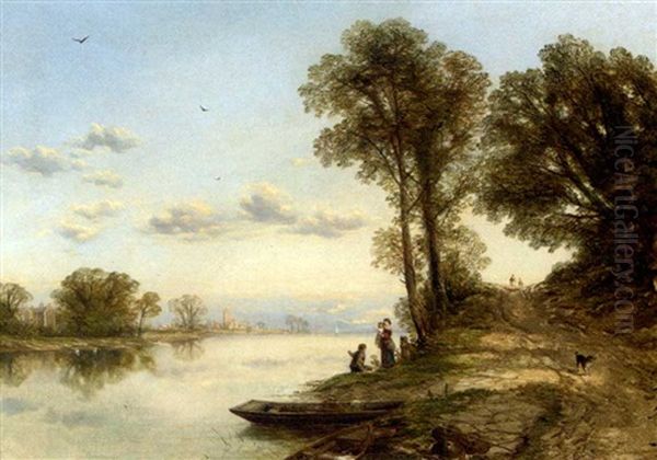 The Ferry Crossing Oil Painting by Thomas Creswick