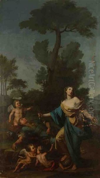 Armide Voulant Tuer Renauld Oil Painting by Donato Creti