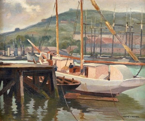 Goelette-ecole A Fecamp Oil Painting by Rene Crevel