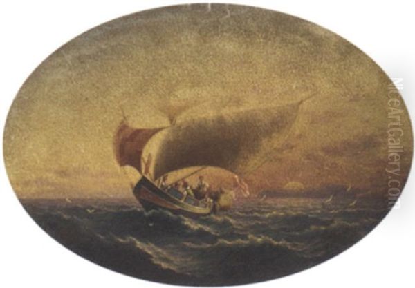 A Luzzo Off Valetta By Moonlight Oil Painting by Nicola F. Criscimanno