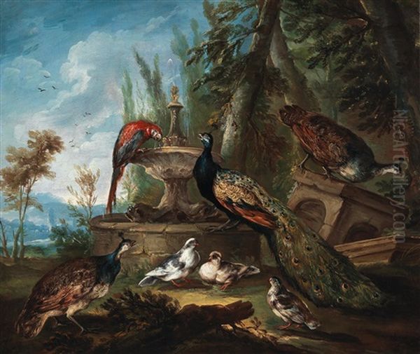 Peacocks Oil Painting by Giovanni (Crivellino) Crivelli