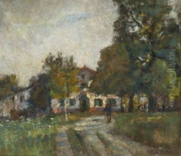 Bayerischer Biergarten Oil Painting by Paul Eduard Crodel