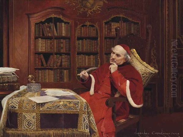 Deep In Thought Oil Painting by Georges Croegaert