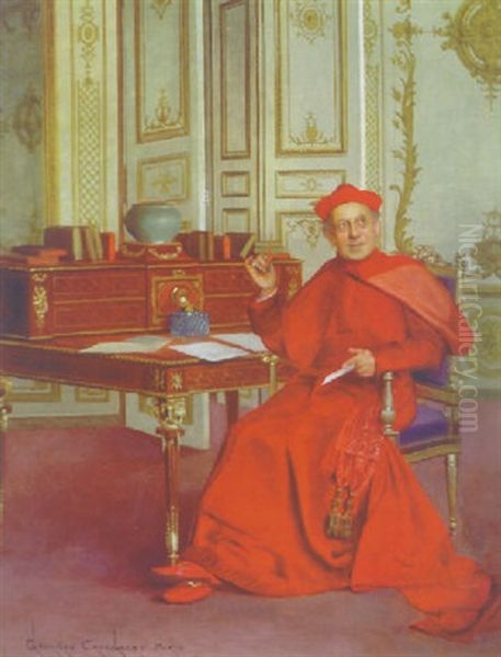 Composing A Sermon Oil Painting by Georges Croegaert