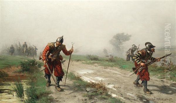 Scouting Ahead Oil Painting by Ernest Crofts