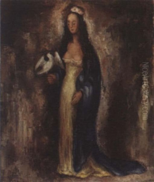 Madonna With Dove Oil Painting by Jos Croin