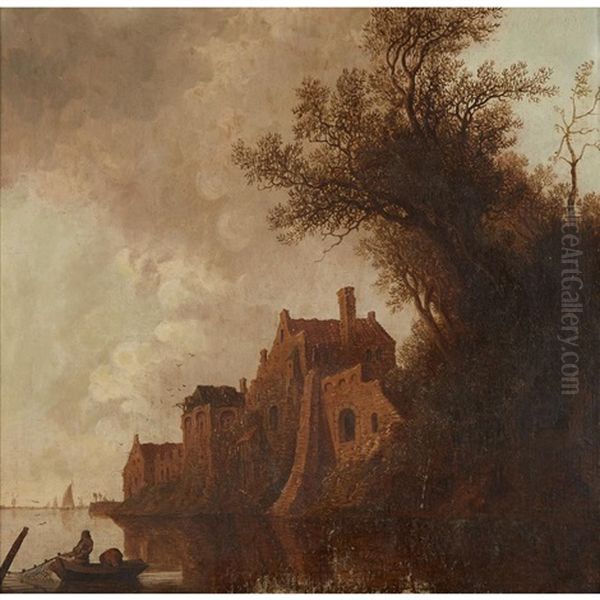 Fishing Off The Coast Oil Painting by Anthony Jansz van der Croos