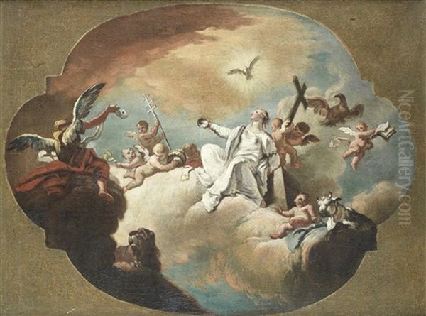 An Allegory Of The Triumph Of The Word Of God, A Sketch For A Ceiling Oil Painting by Giovanni Battista Crosato