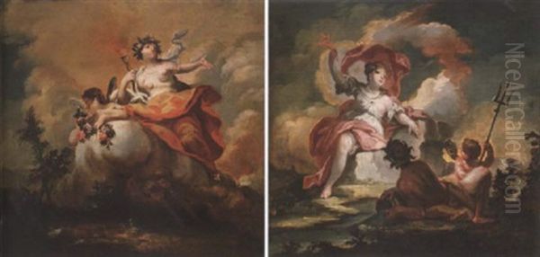 An Allegory Of Fire Oil Painting by Giovanni Battista Crosato
