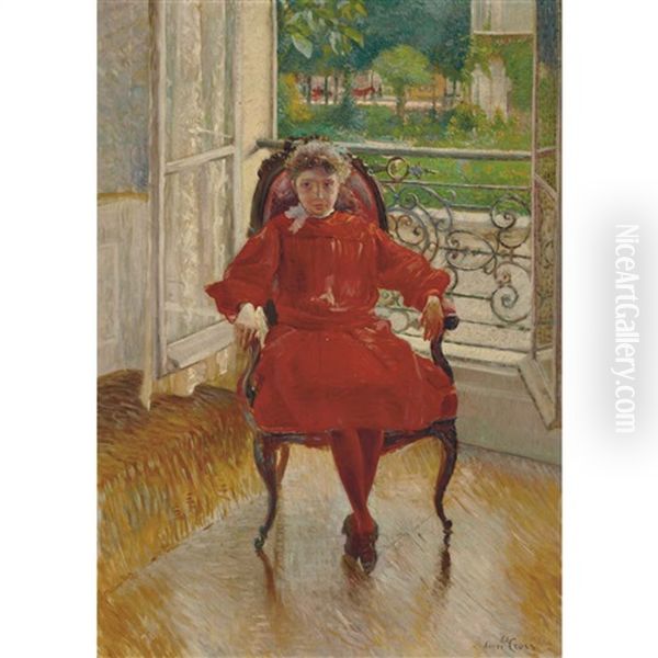 La Blouse Rouge Oil Painting by Henri-Edmond Cross