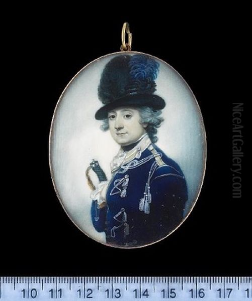 Henry Line Templer, Wearing The Uniform Of The 10th (prince Of Wales's Own) Regiment Of (light) Dragoons, Blue Coat With Cream Collar And Cloth Wing Oil Painting by Richard Crosse