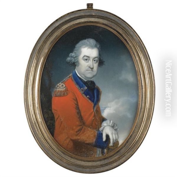 Portrait Of A Colonel Of The 41st Foot Regiment, Wearing A Red Uniform With Blue Facing And Gold Lace Oil Painting by Richard Crosse