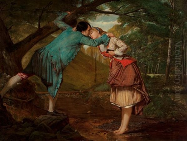 Courting, 1880 Oil Painting by Eyre Crowe