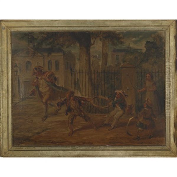 Tug Of War Oil Painting by George Cruikshank I