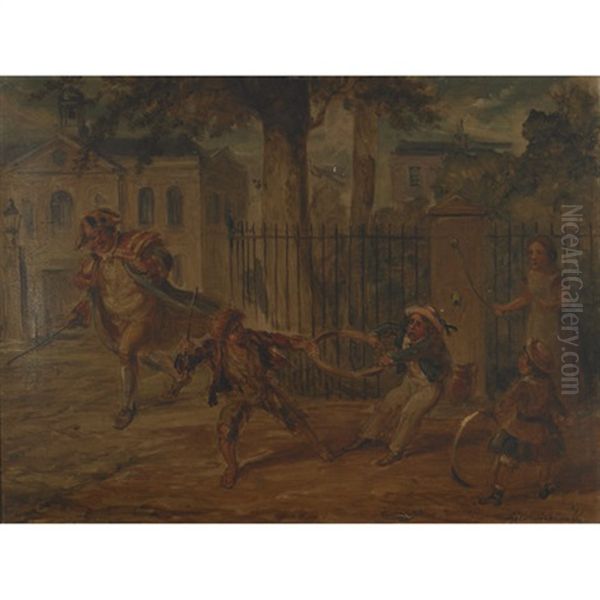 Tug Of War Oil Painting by George Cruikshank I