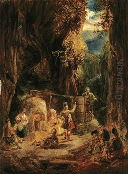 The Highland Whisky Still Oil Painting by George Cruikshank I