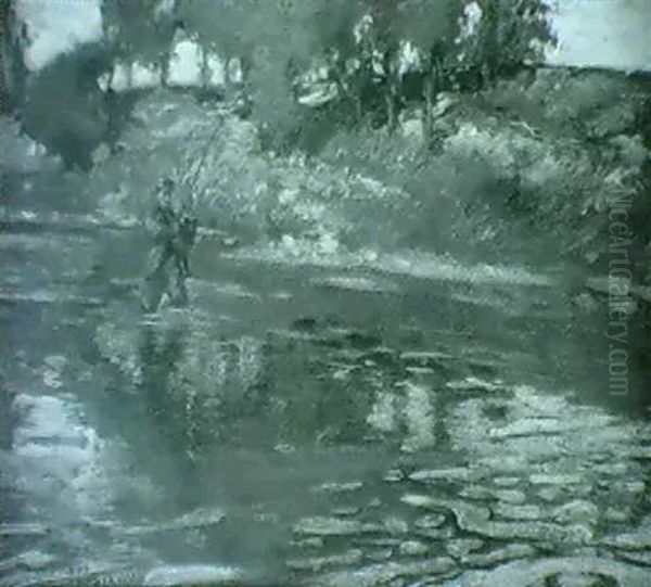 On The Teviot Oil Painting by George Cruikshank I