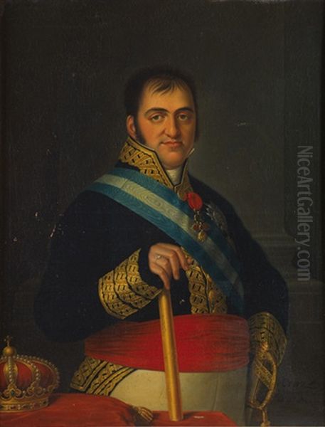 Fernando Vii Oil Painting by Luis de la (El Canario) Cruz y Rios